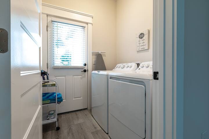 Laundry made easy! Enjoy our free-to-use on-site laundry room with washer and dryer. Wrinkle free clothes with provided iron and ironing board. Book now for a seamless experience