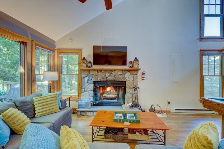 Relax Relax in the living room by the wood fireplace.