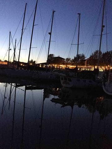 View of the bar and restaurant from the boat.