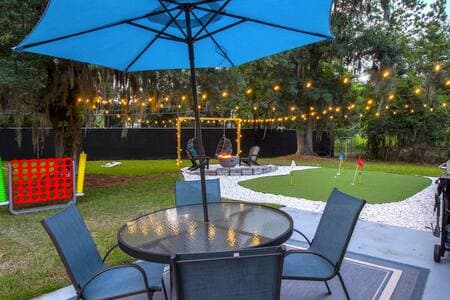 Patio Seating, Gas Grill, and Outdoor Games