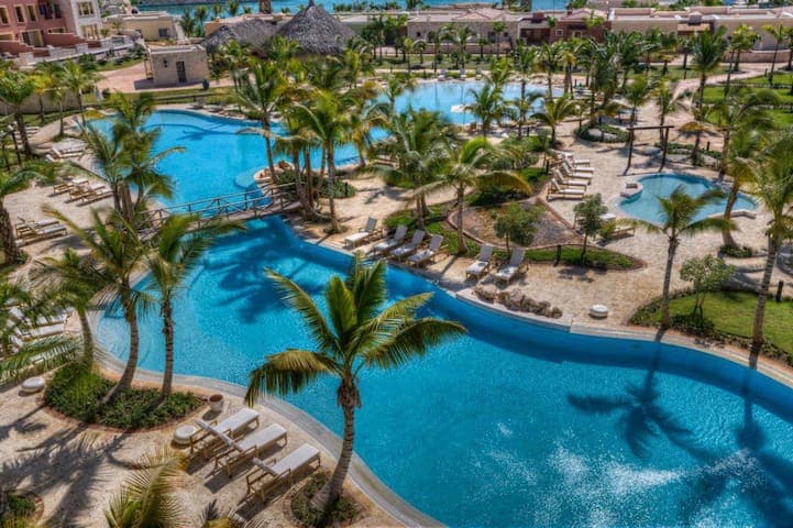 Social pool seen from above. Head here to socialize and meet other sun and fun seekers.