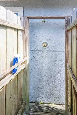 Spend the day at the beach and then come back to an outdoor shower to make sure the sand doesn't follow you to bed.