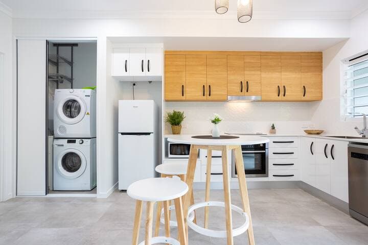 Laundry is for your private use, conveniently situated in the kitchen.