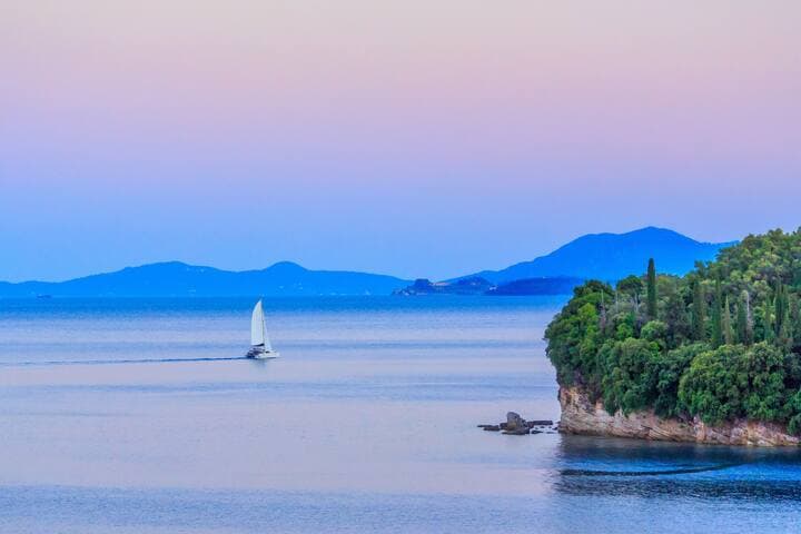 View of Corfu Town and the Old Fort in the distance from Villa Almyra
